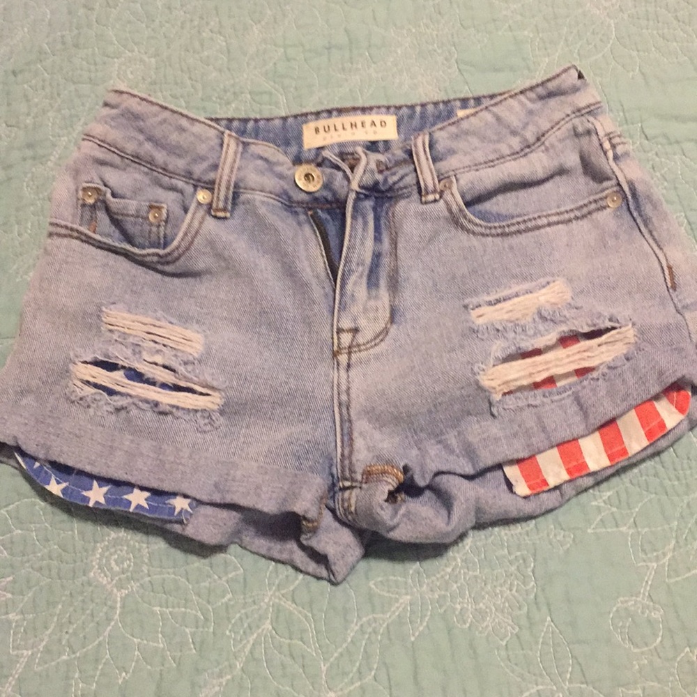 High waisted American flag shorts